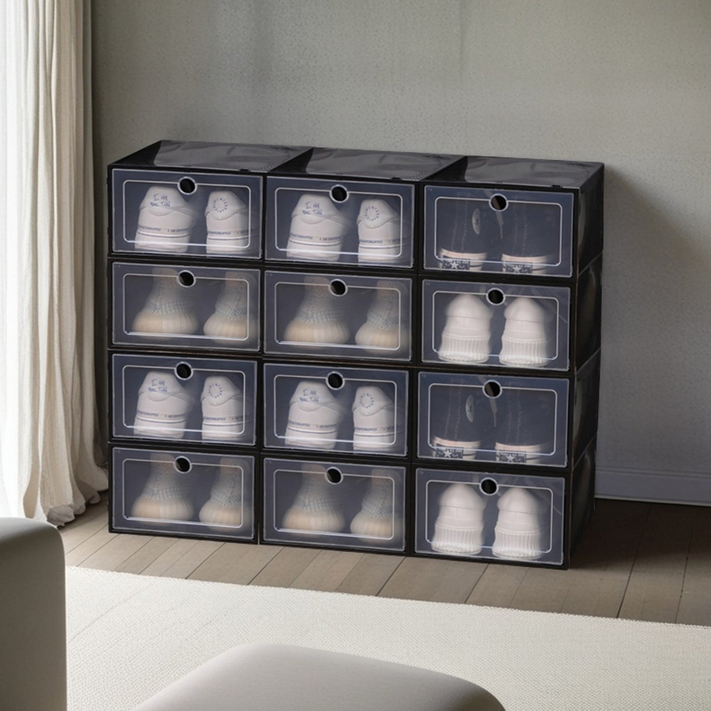 Set of 12 Foldable Multi‑Layer Storage Rack / Shoe Cabinet with Door