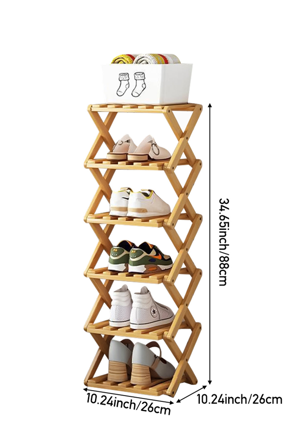 6-Tier Bamboo Folding Shoe Rack
