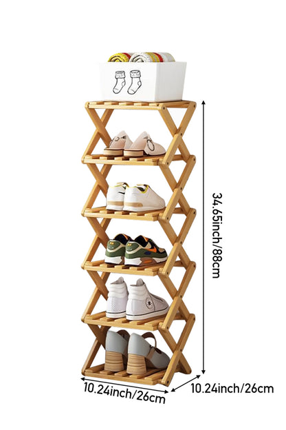 6-Tier Bamboo Folding Shoe Rack