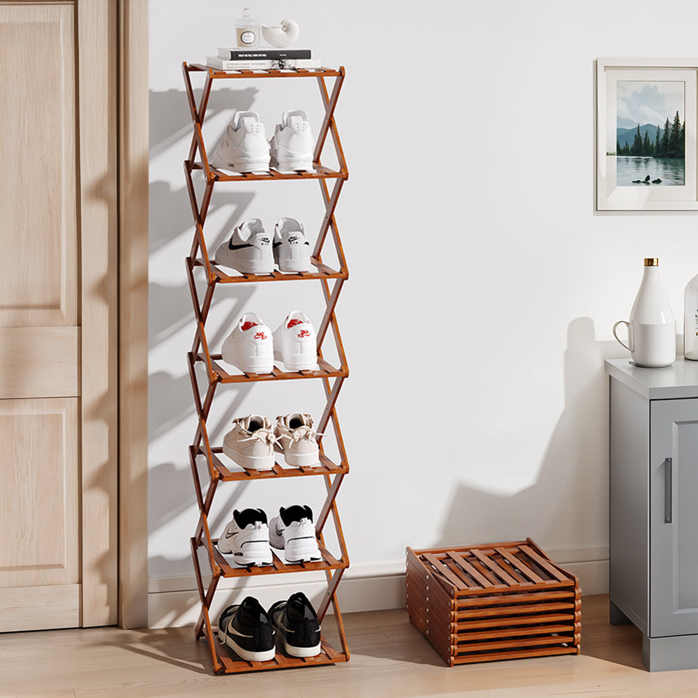 6-Tier Bamboo Folding Shoe Rack
