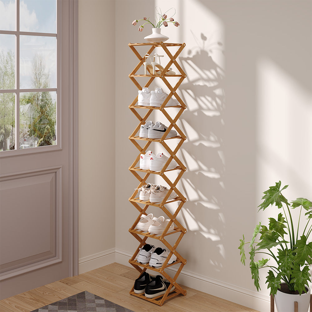 9-Tier Bamboo Folding Shoe Rack