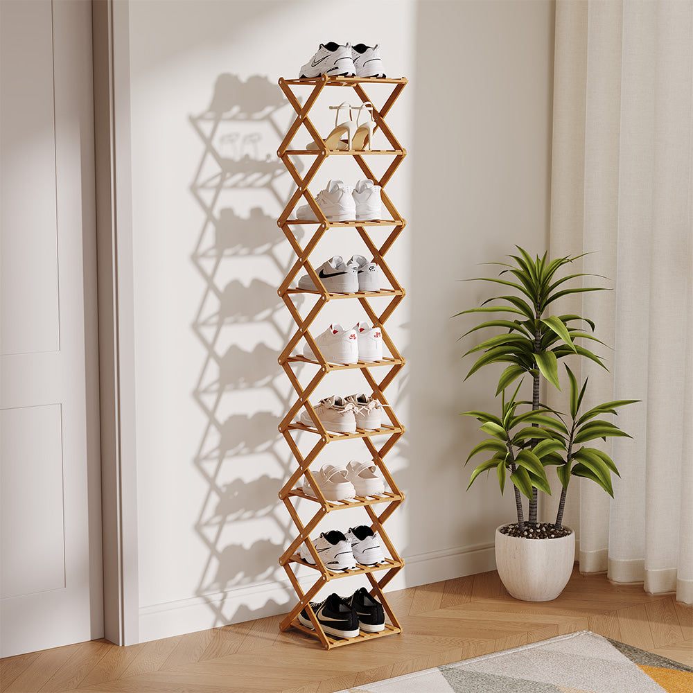 9-Tier Bamboo Folding Shoe Rack