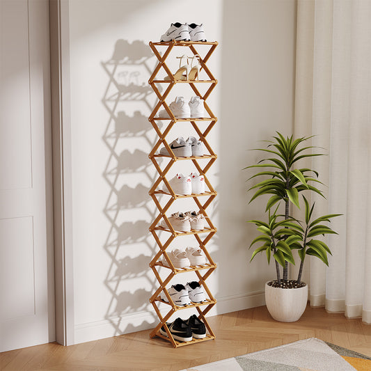 9-Tier Bamboo Folding Shoe Rack