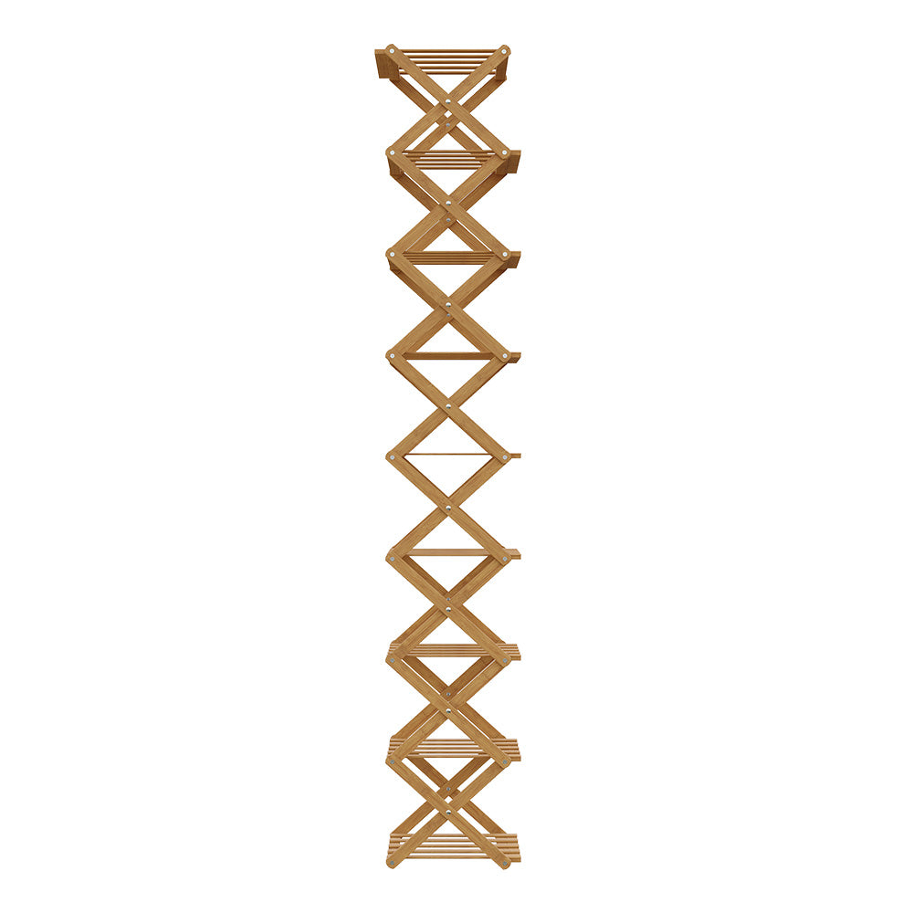 9-Tier Bamboo Folding Shoe Rack