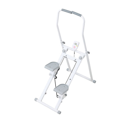 White‑Grey Step Climber Machine with Curved Grey Handrails