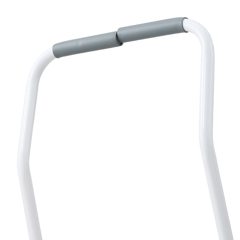 White‑Grey Step Climber Machine with Curved Grey Handrails