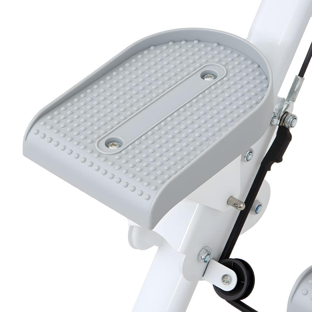 White‑Grey Step Climber Machine with Curved Grey Handrails