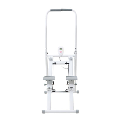 White‑Grey Step Climber Machine with Curved Grey Handrails