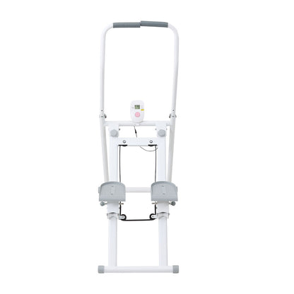 White‑Grey Step Climber Machine with Curved Grey Handrails