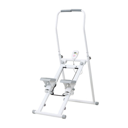 White‑Grey Step Climber Machine with Curved Grey Handrails