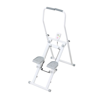 White‑Grey Step Climber Machine with Curved Grey Handrails