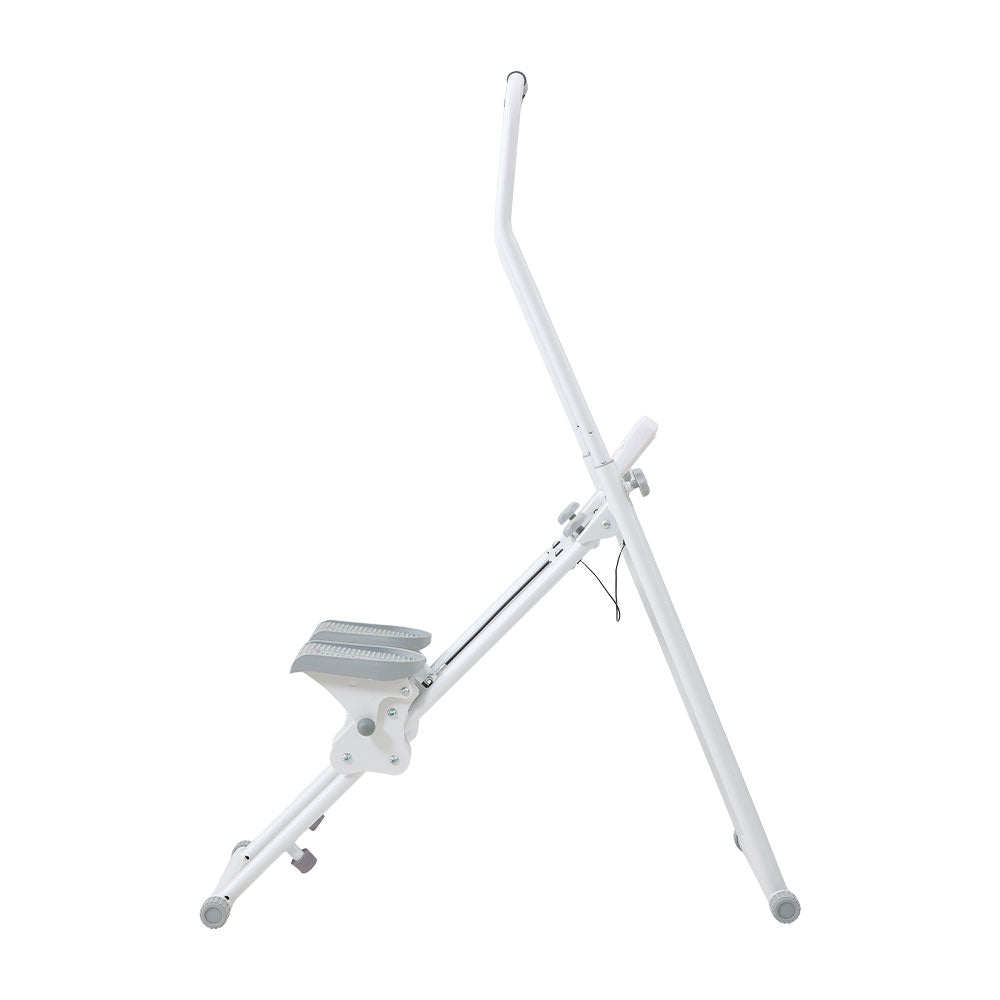 White‑Grey Step Climber Machine with Curved Grey Handrails