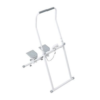White‑Grey Step Climber Machine with Curved Grey Handrails