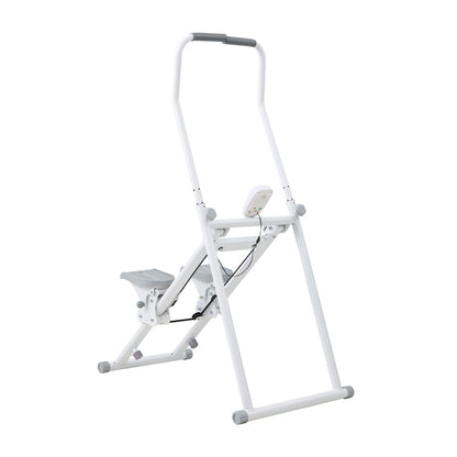 White‑Grey Step Climber Machine with Curved Grey Handrails