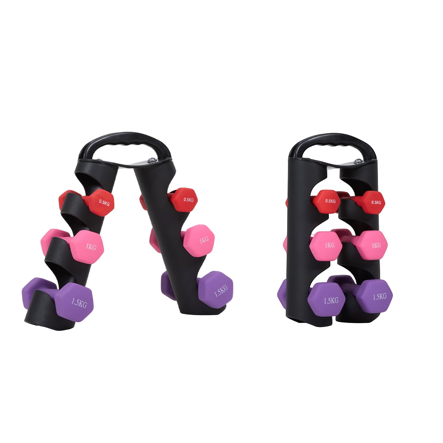 Portable 6‑Piece Dumbbell Set with Rotating Stand