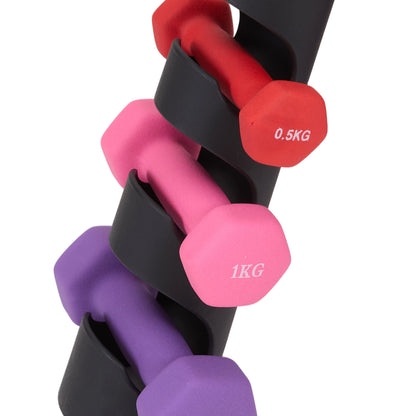 Portable 6‑Piece Dumbbell Set with Rotating Stand