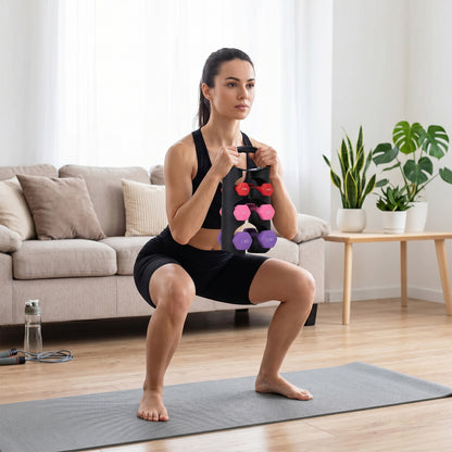 Portable 6‑Piece Dumbbell Set with Rotating Stand