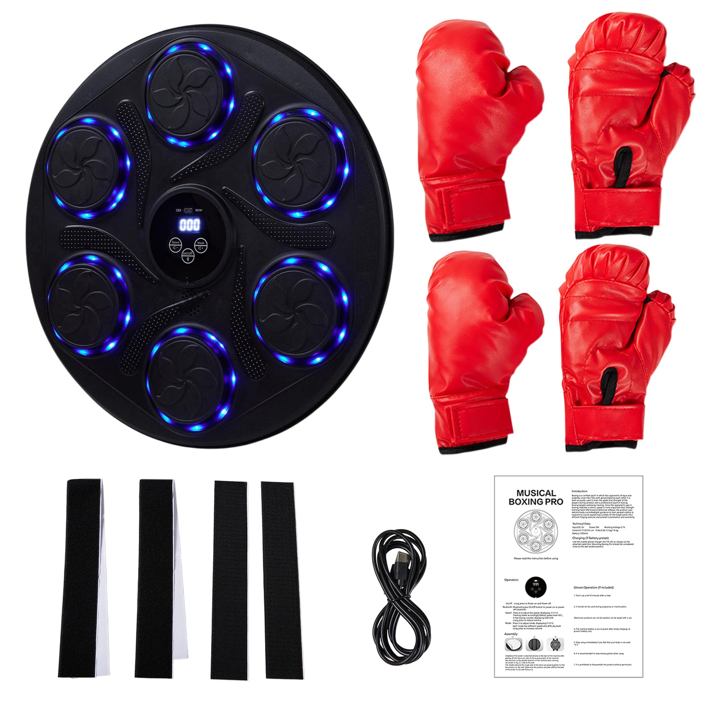 Wall-Mounted Adjustable Music Boxing Machine with LED Lights
