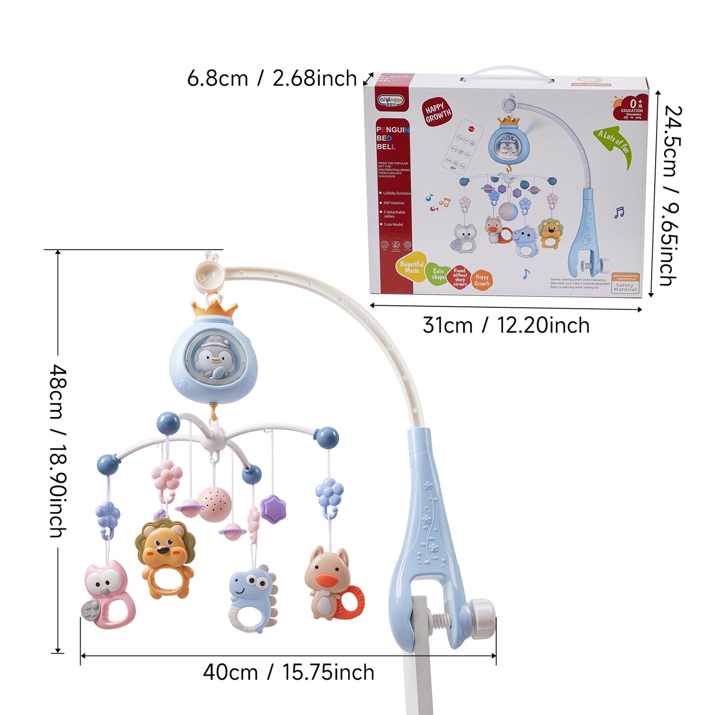 Baby Crib Mobile with Music and Lights
