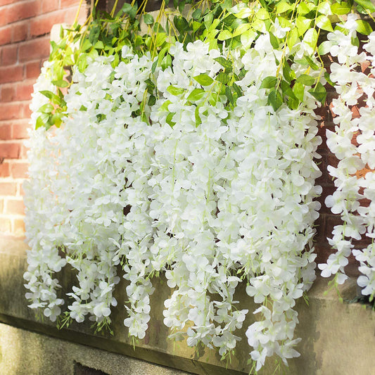 12pcs Artificial White Wisteria Hanging Vines