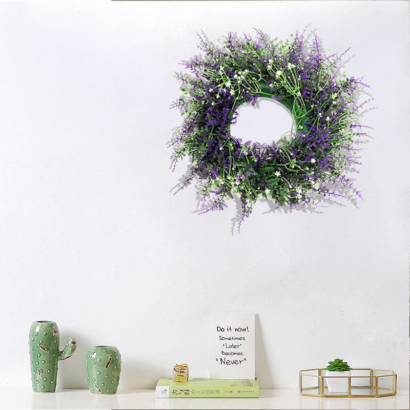 Round Artificial Lavender Flower Wreath Garden Sanctuary
