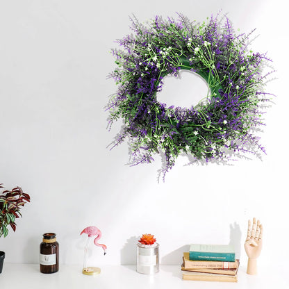 Round Artificial Lavender Flower Wreath