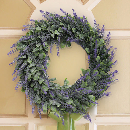 Artificial Lavender Flower Wreath Front Door Hanging Decoration