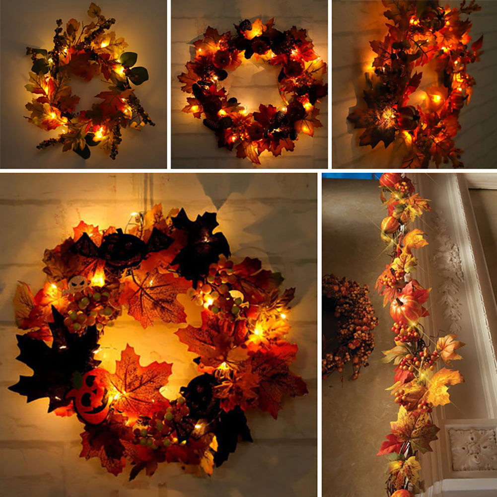 Fall Decoration with Lights Halloween Wreath