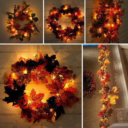 Fall Decoration with Lights Halloween Wreath