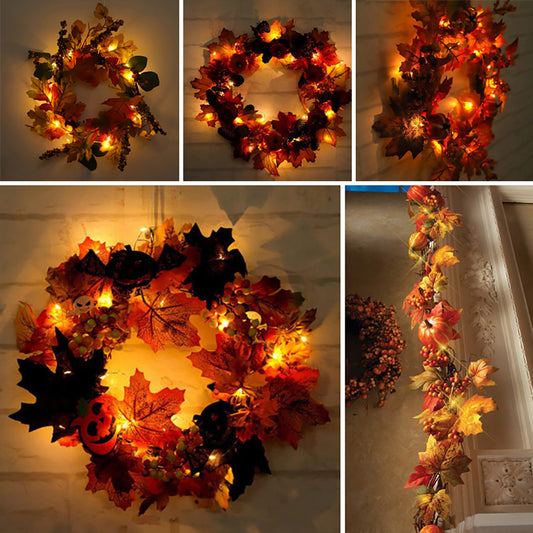 Fall Decoration with Lights Halloween Wreath