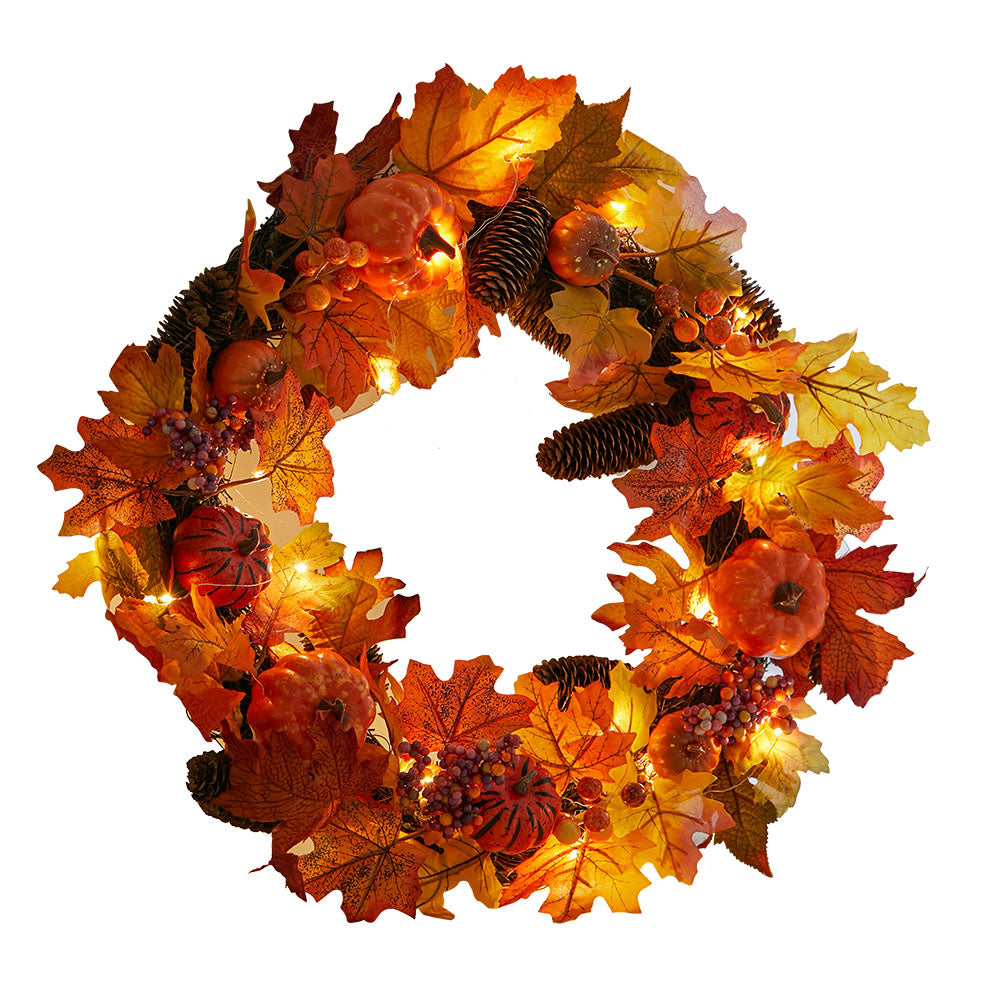 Faux Maple Leaves Halloween Autumn Decoration with Lights