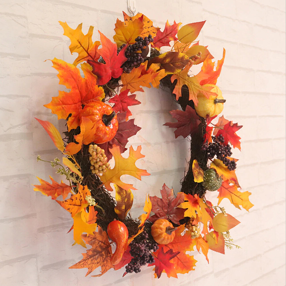 Fall Wreath for Front Door Halloween Thanksgiving Decoration