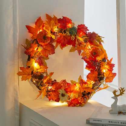 Fall Wreath for Front Door Halloween Thanksgiving Decoration