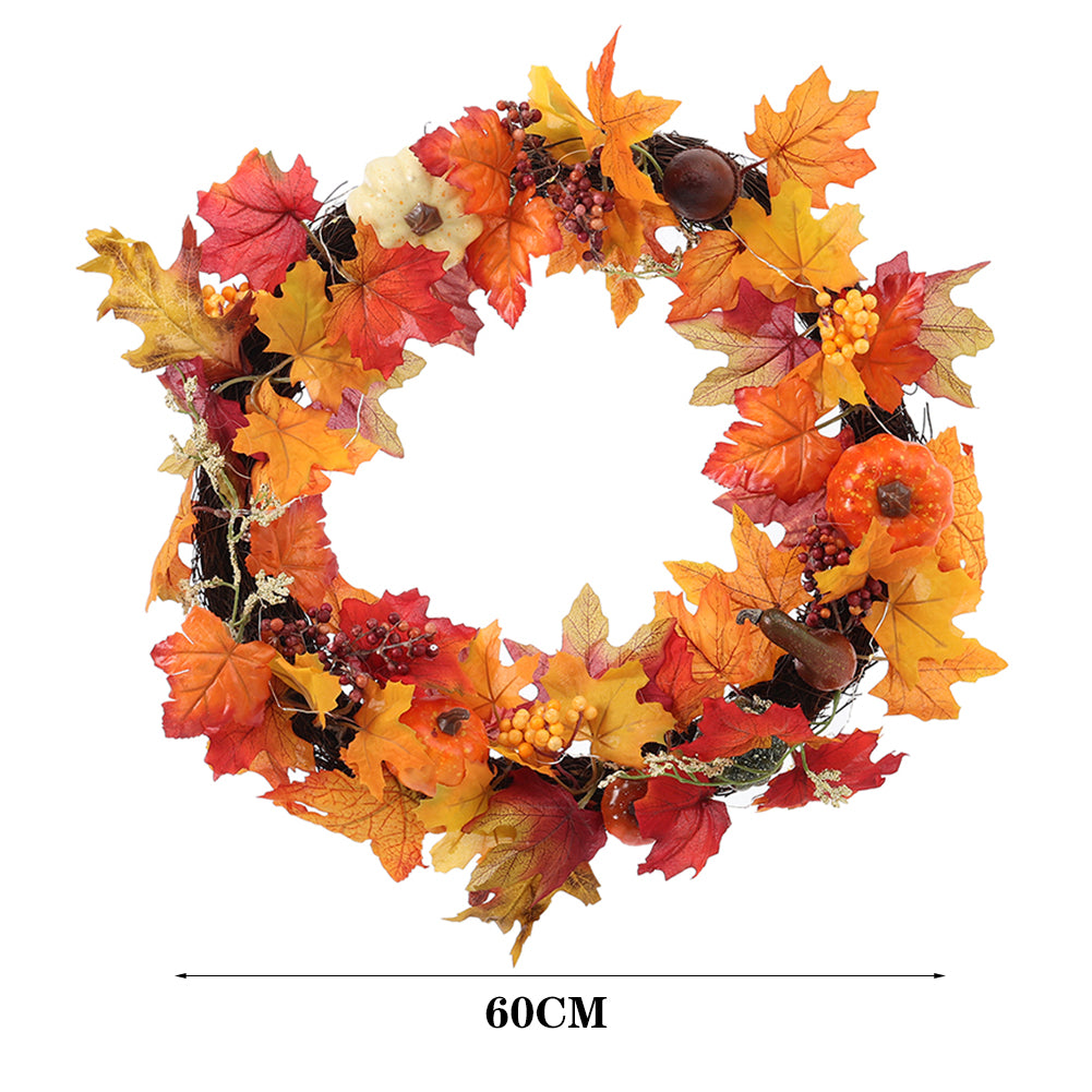 Fall Wreath for Front Door Halloween Thanksgiving Decoration