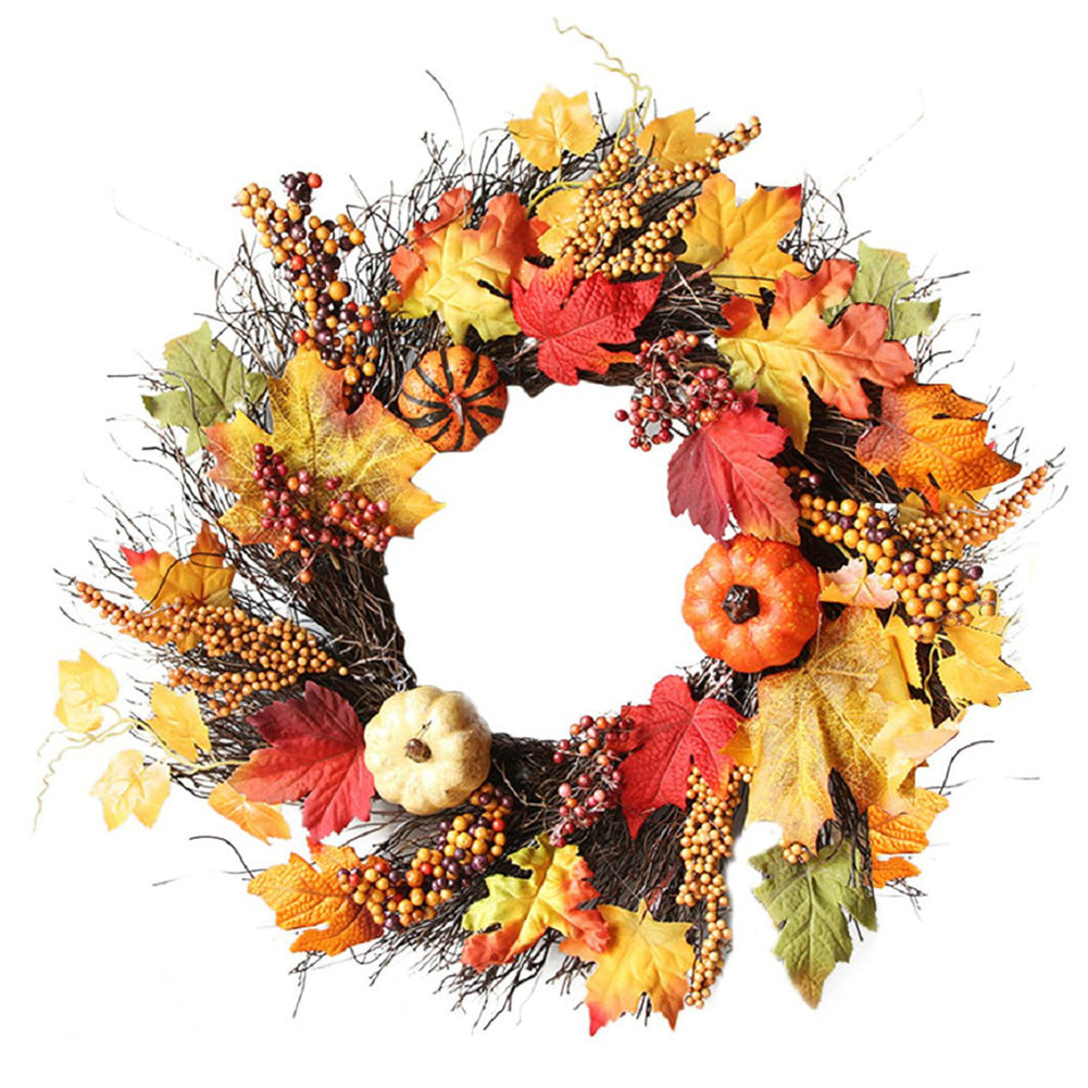 Realistic LED Fall Wreath with Artificial Maple Leaves