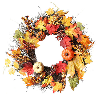Realistic LED Fall Wreath with Artificial Maple Leaves