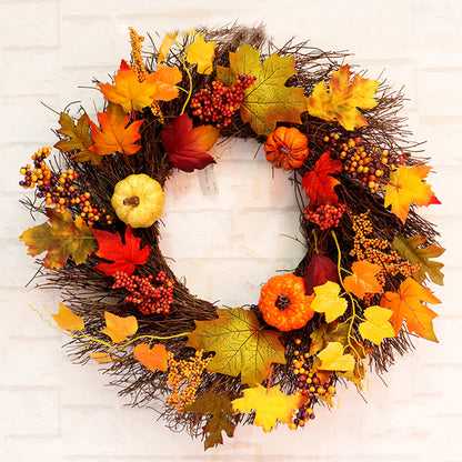 Realistic LED Fall Wreath with Artificial Maple Leaves