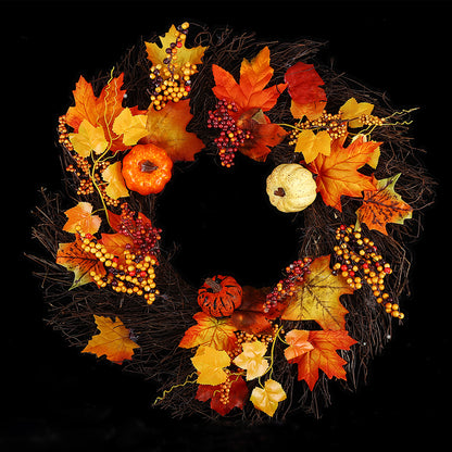 Realistic LED Fall Wreath with Artificial Maple Leaves