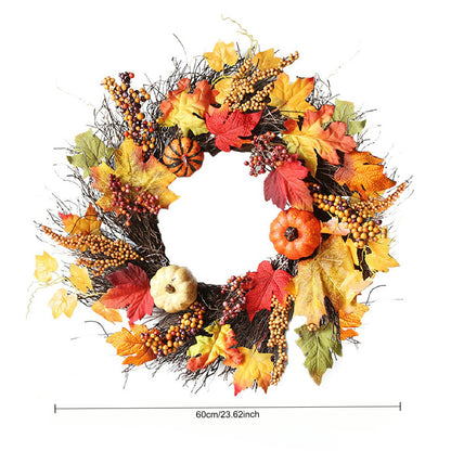 Realistic LED Fall Wreath with Artificial Maple Leaves