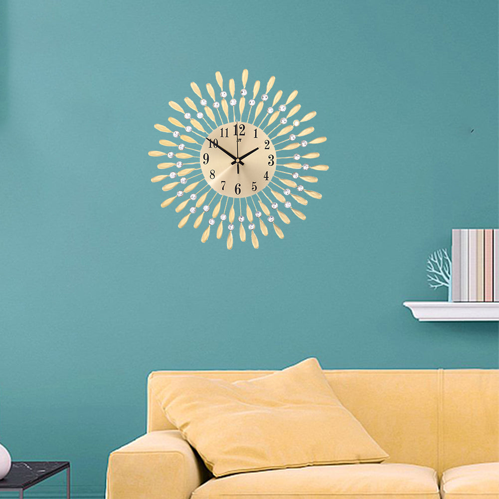 3D Silent Drop Shape Metal Wall Clock Crystal
