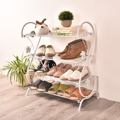 White Metal 4 Tier S-Shape Shoe Rack