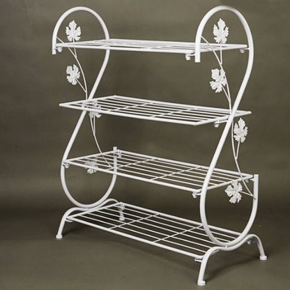 White Metal 4 Tier S-Shape Shoe Rack