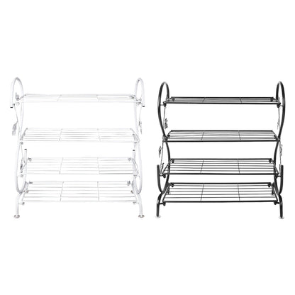 White Metal 4 Tier S-Shape Shoe Rack