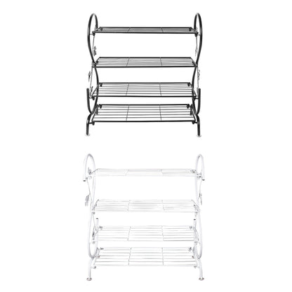 White Metal 4 Tier S-Shape Shoe Rack