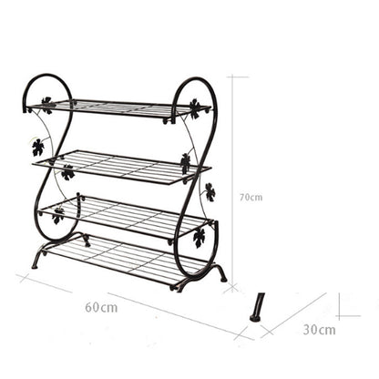 Black Metal 4 Tier S-Shape Shoe Rack