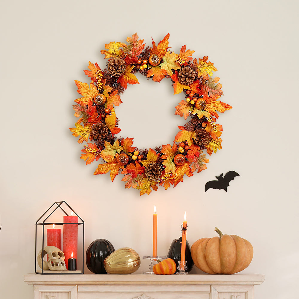 Artificial Maple Leaf Wreath Outdoor Decoration for Halloween