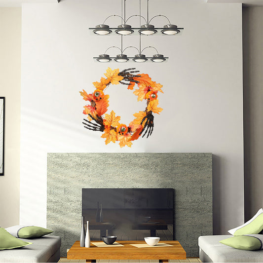 Halloween Wreath Hand Pumpkin Wreath for Front Door Decor