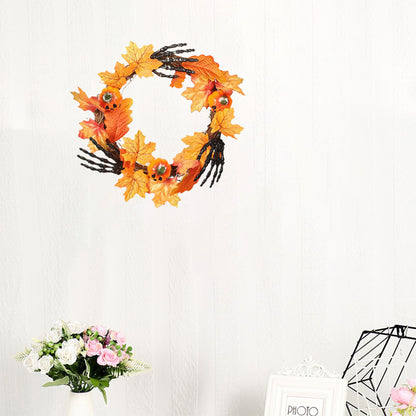 Halloween Wreath Hand Pumpkin Wreath for Front Door Decor