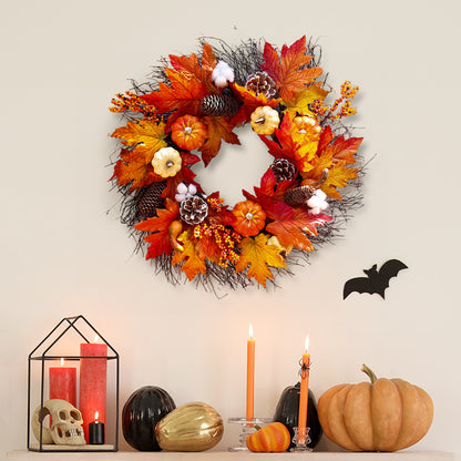 Autumnal Halloween Door Decorative Wreath Maple Pumpkin