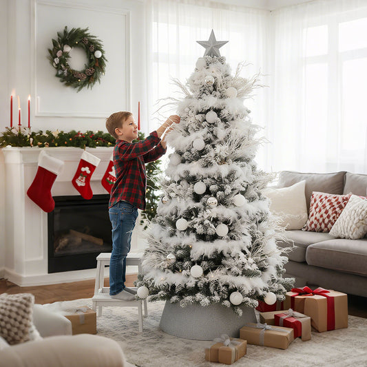 2M White Feather Boa for Party, Wedding, Christmas Tree Decoration